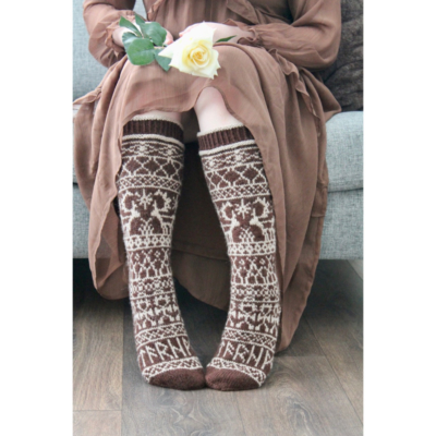 Noitarumpu kirjoneulesukat (lyhyt ja pitkä) ohje, FIN