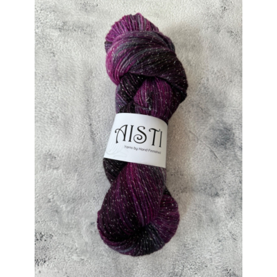 Aisti Sparkly 4ply Sock, 100 g / 400 m, Raspberry Liquorice 